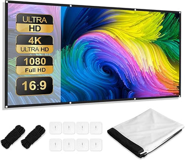 AiQInu Écran de Projection 84 Pouces, Ecran Videoprojecteur 4K HD 16: 9 Pliable, Portable Extérieur Écran, pour Vidéoprojecteurs, Écran pour Cinéma Maison, Fête, Nuit de Cinéma, Commercial